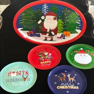 Christmas Plastic Dishes and Platter
